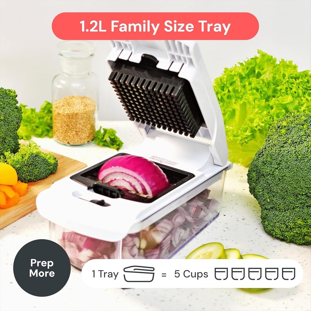 Manual Food Chopper & Slicer Set w/ Container Kitchen Essential