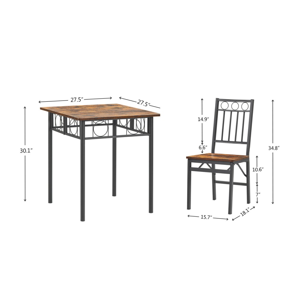 Antique Square Dining Table Metal Wood Kitchen Table Sturdy Scratch Resistant