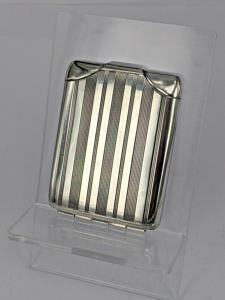 1936 Solid Silver striped vesta matchbook holder by R Pringle