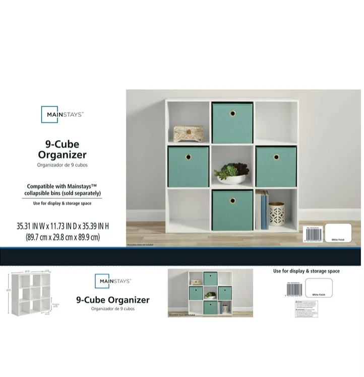 Mainstays 9 Cube Storage Organizer, White