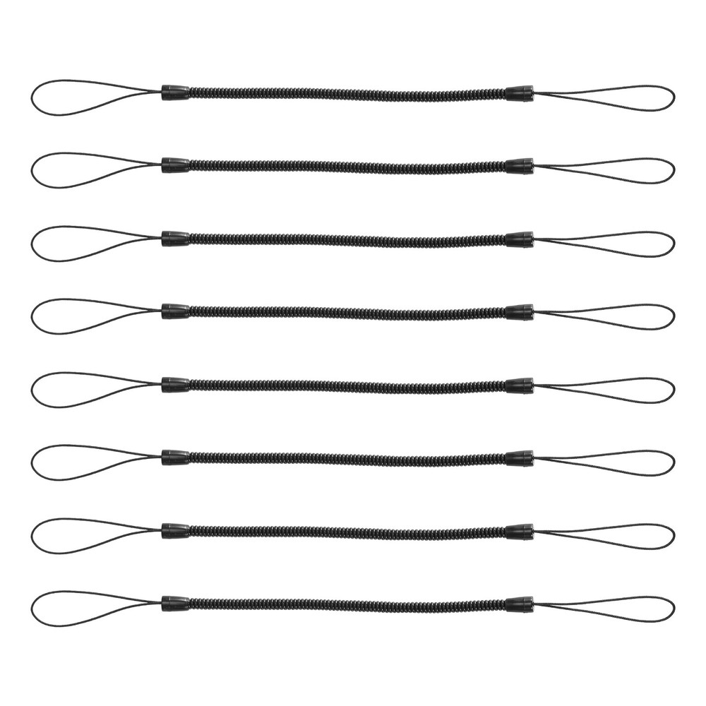 PEUTIER 8pcs Elastic Coil Lanyard for Touch Pens, Retractable Medium, Black