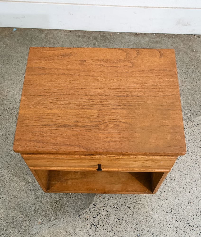 Mid Century Modern Nightstand End Side Table Solid Oak Drawer Vintage Single Mcm