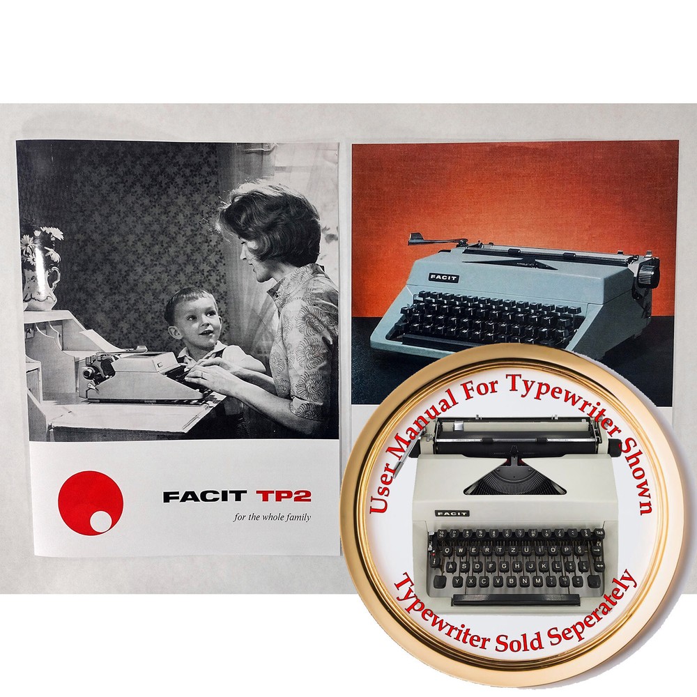 Facit TP2 Typewriter User Instruction Manual and Ad Insert