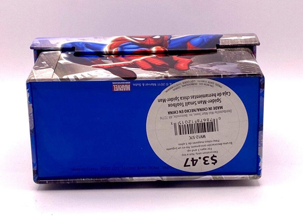 Vintage Blue Spider-Man ToolBox Tin 2008 Marvel - Good Condition