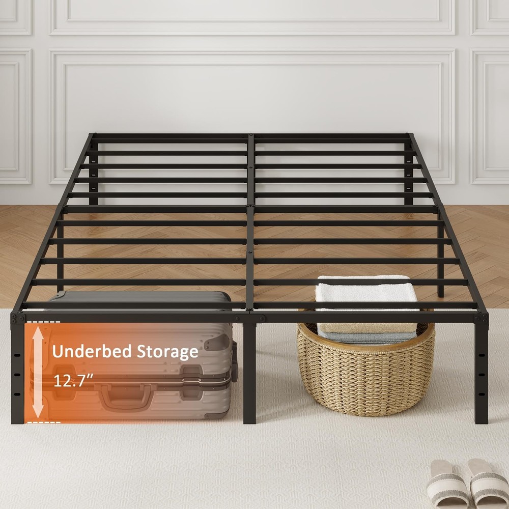 Bed Frame, Metal Platform Bed Frame No Box Spring Needed, Bed with Heavy Duty...