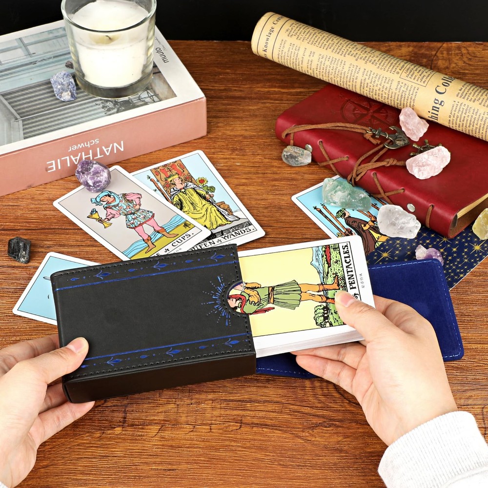 PU Leather Tarot Card Protective Case, Sun Moon Pattern Design Tarot Deck Sto...