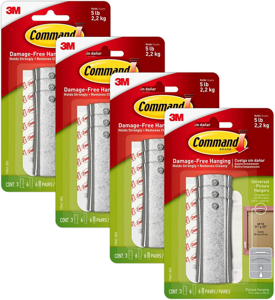 Command Large Universal Frame Hanger, 3-Hangers, 6-Strips, 6-Frame Stabilizer St