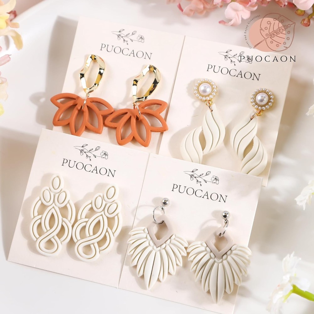 Puocaon Boho Polymer Clay Cutters - 6 Pcs Knot Macrame Design white