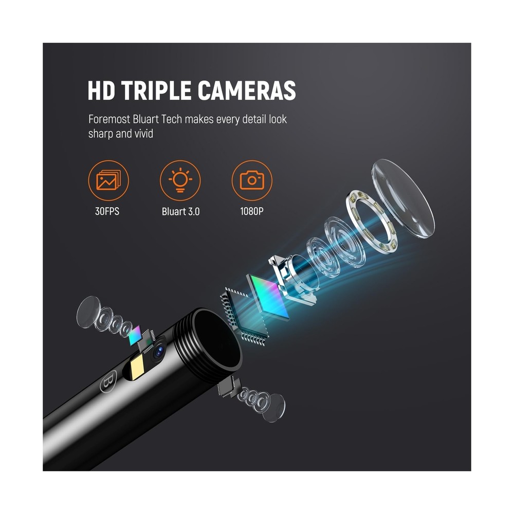 Triple Lens Borescope, DEPSTECH 5" IPS Screen Endoscope Camera with Light, Sp...