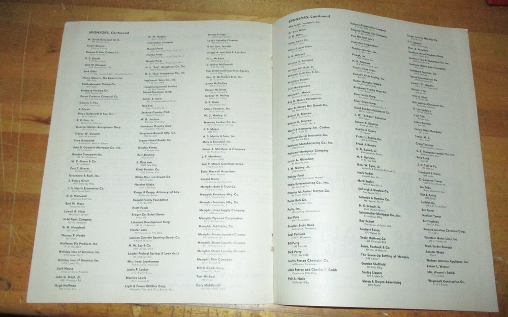 1960 Memphis Invitational Pairings Program for Saturday June 4th