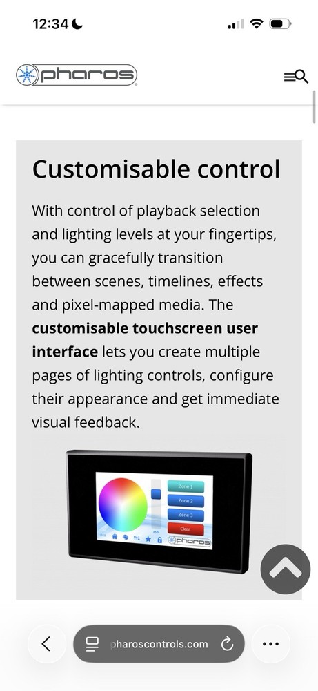The Pharos TPC (Touch Panel Controller) Lighting Control