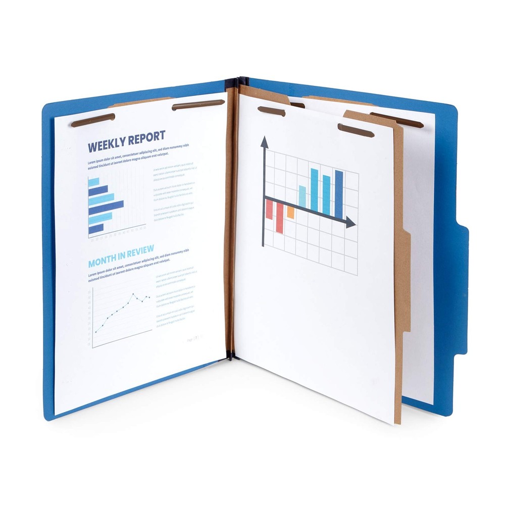 10 Dark Blue Classification Folders - 1 Divider - 2 Inch Tyvek Expansions - D...