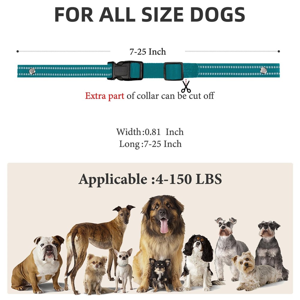 Collar Replacement Strap, Reflective Nylon Strap Dog Green