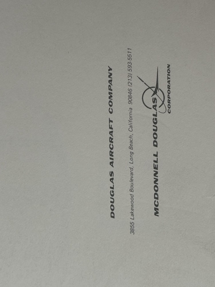 1981 McDonnell Douglas DC-9 Maintenance Planning Info. Access Doors/Data Sheet