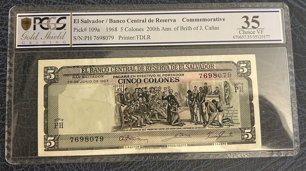 1968  5 colones commemorative el salvador