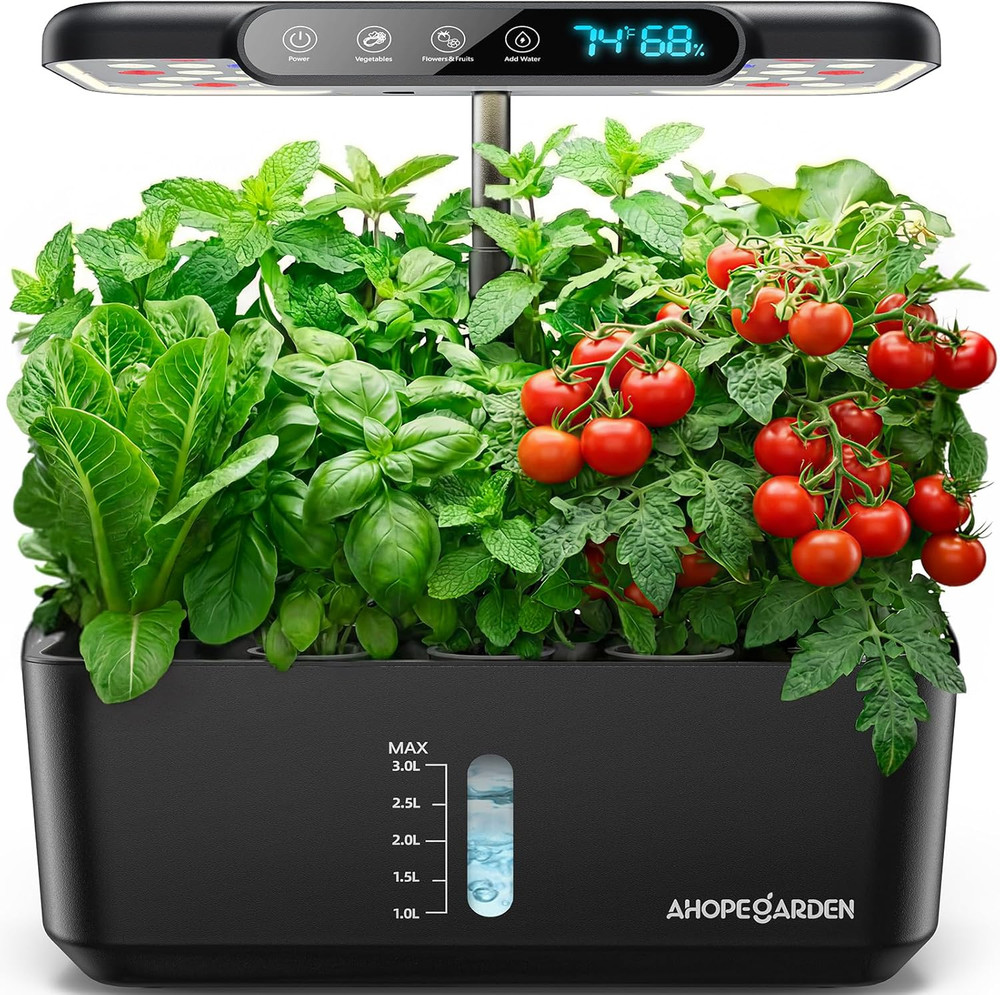 Indoor Hydroponics Herb Garden Kit with LED Light and Smart Display