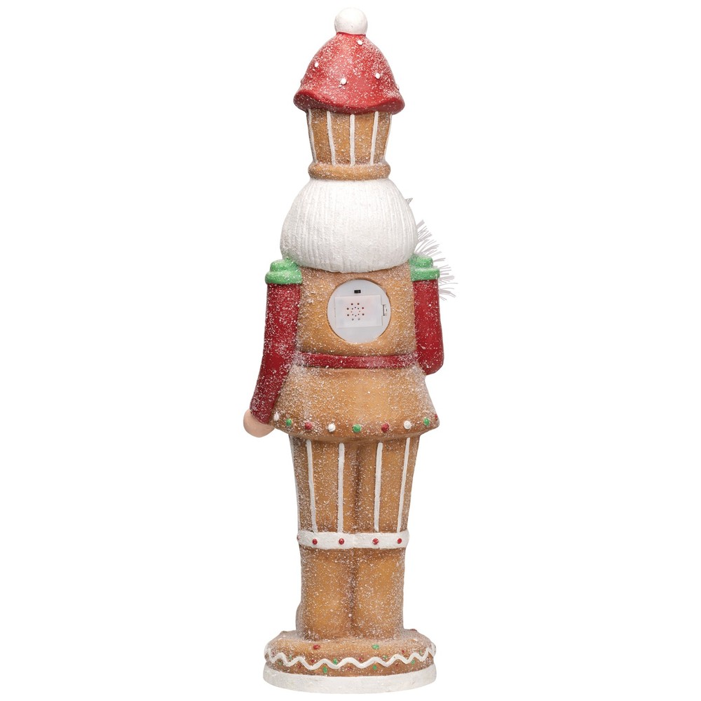 LED Lighted Gingerbread Christmas Nutcracker - 29" - Brown and Red