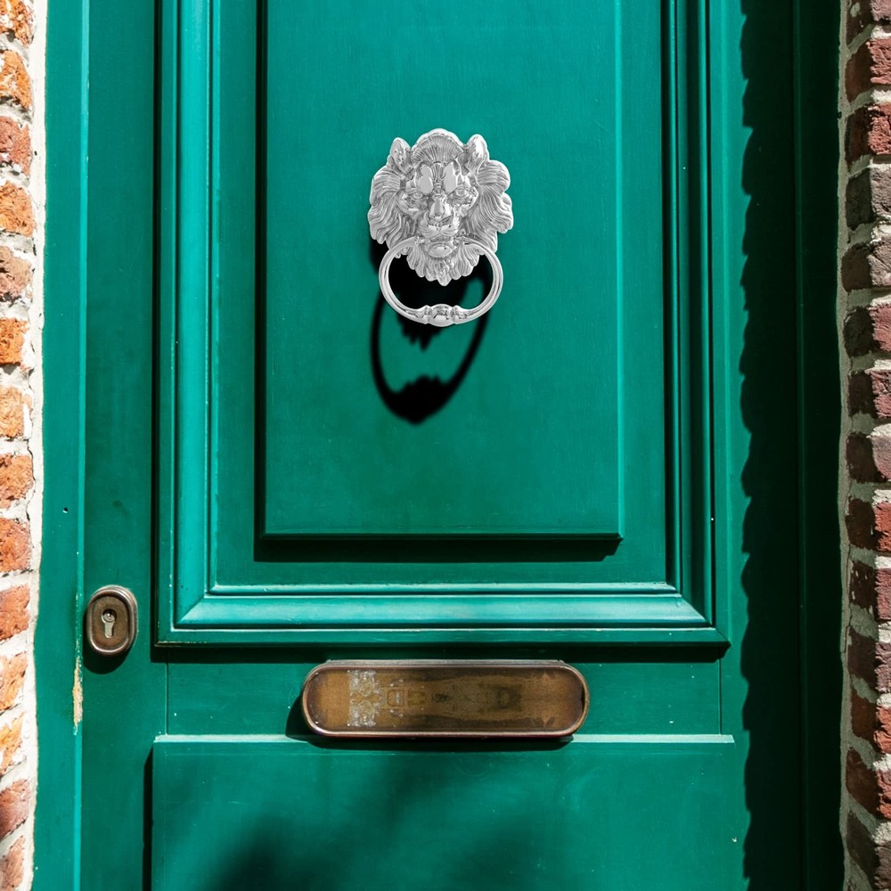 MOLIGOU Lion Head Door Knocker, 6 Inch Front Silver