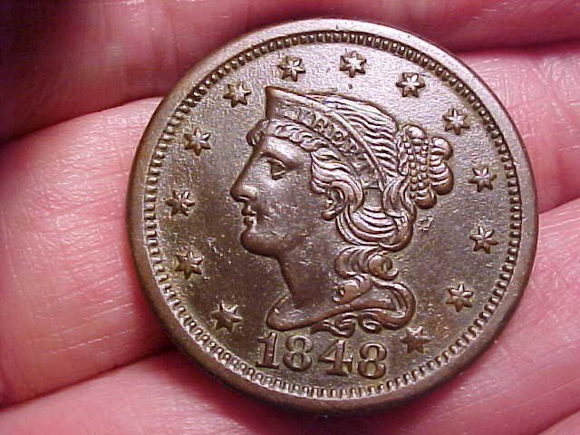 1848 Large Cent; Extremely Fine details, dark