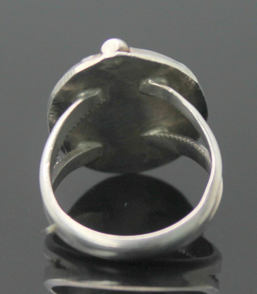 HANDCRAFTED NATIVE AMERICAN GENUINE TURQUOISE STERLING SILVER RING SIZE 6