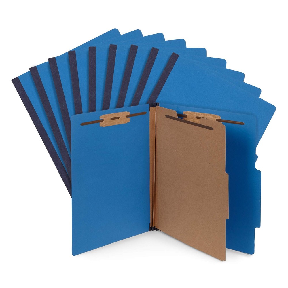 10 Dark Blue Classification Folders - 1 Divider - 2 Inch Tyvek Expansions - D...