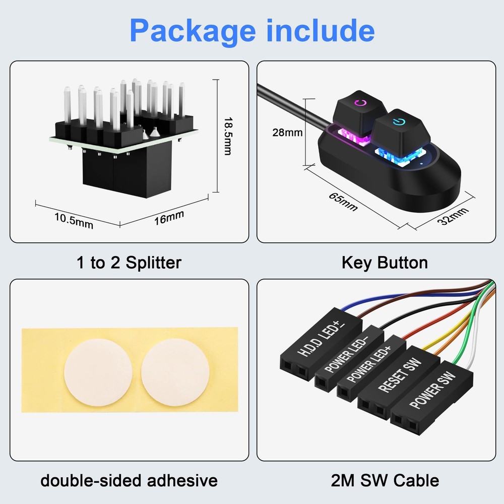 SinLoon External Power Button for Desktop, PC Switch, Push Black