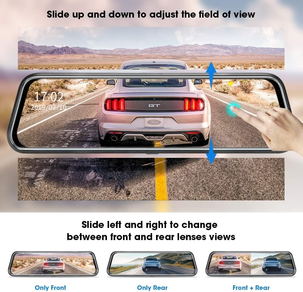 Comprehensive 10'' Touch Screen Dash Cam with Super Night Vision & Crash Sensor