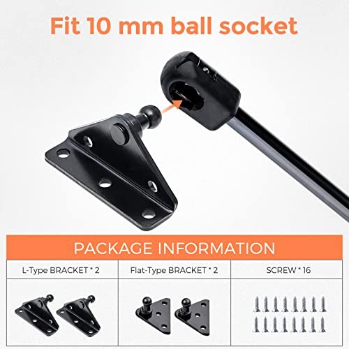 10MM Mounting Bracket, Gas Strut Spring Ball Stud, 2 Angled 10mm Standard Black