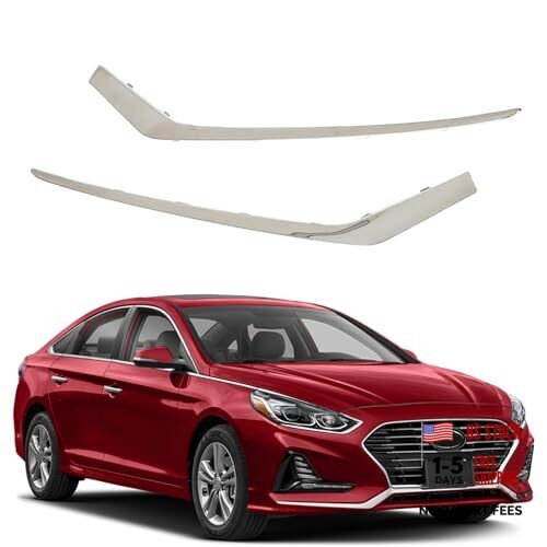 1 Pair Front Bumper Trims Molding Set Chrome Replacement for Sonata 2018