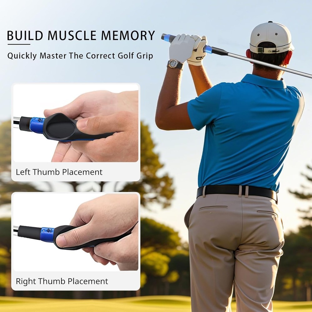Golf Grip Trainer 2 Pack with Swing Correcting Arm Band, Golf Training Aid, Golf