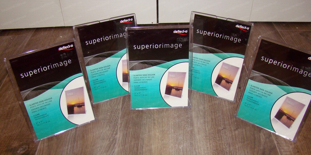 Deflect-O Superior Image SLANTED SIGN HOLDER, Plastic, 5" x 7", 5 Count