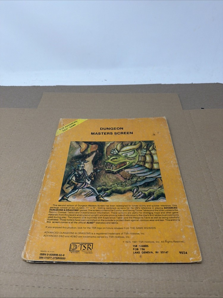1981 TSR 9024 Dungeons & Dragons Dungeon Master Screen Tri Fold Set D&D