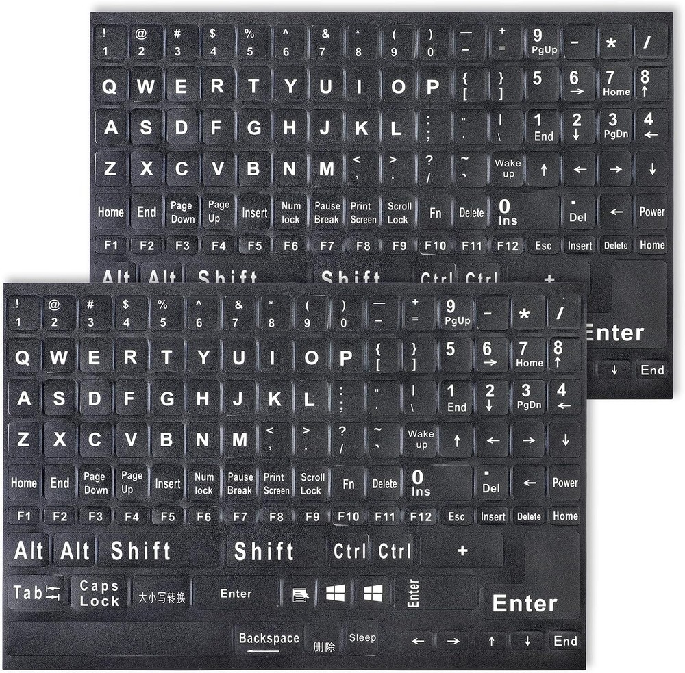 2 Pack Universal English Computer Stickers, Keyboard Replacement Letters English