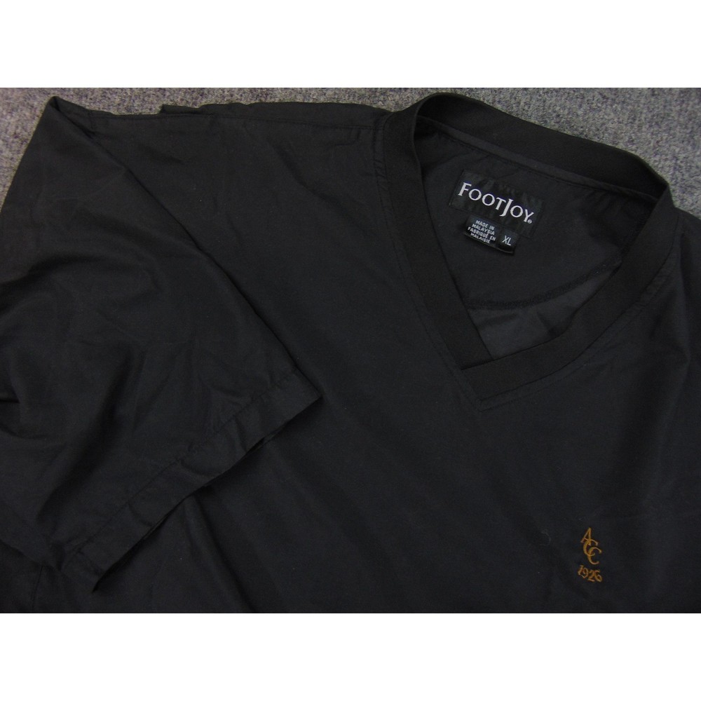 FootJoy Windshirt Mens XL Pullover Black Solid V-Neck Short Sleeve Golf Jacket