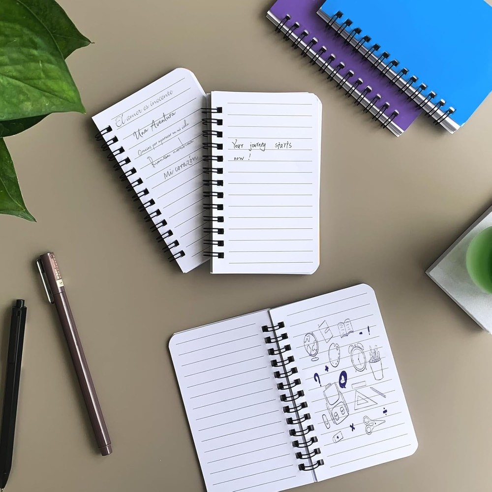 6 Pack Small Spiral Notebook Pocket Notebook 3x5 Spiral Notepads With Lined Page