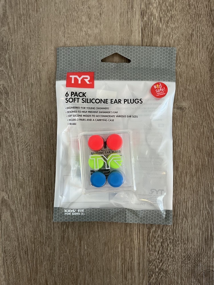 TYR Youth Multi Colored Soft Silicone Ear Plugs For Swimming