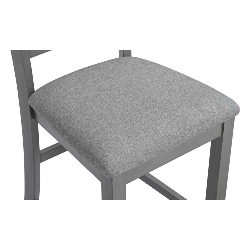 5-Piece Gray Dining Set ,Wooden Square Table + 4 Upholstered Chairs
