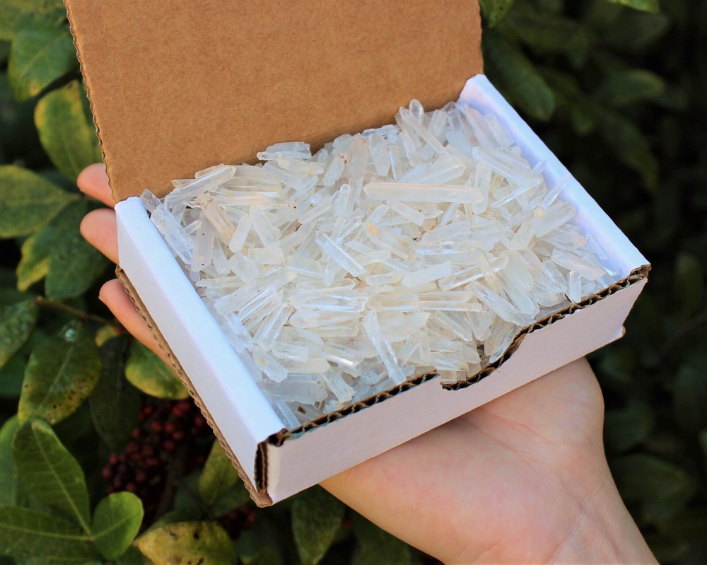 Tiny Matchstick / Jewelry Quartz Crystal Points: 1/2 lb (8 oz) Box Lot