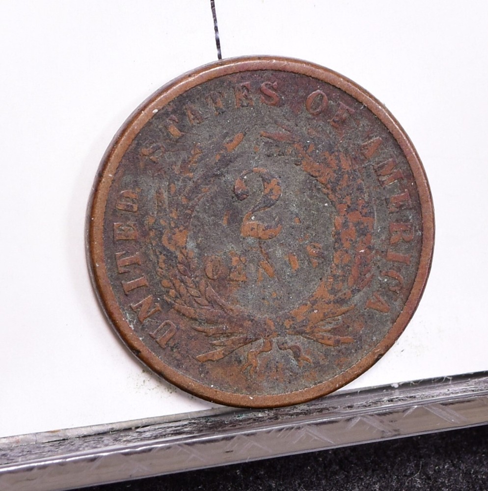 1865 Two Cent Piece - Good Details, Verdigris (#56774-L)