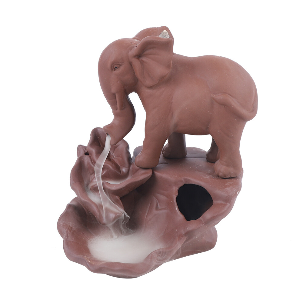 Elephant Incense Burner Waterfall Ceramic Backflow Incense Holder Home Decor