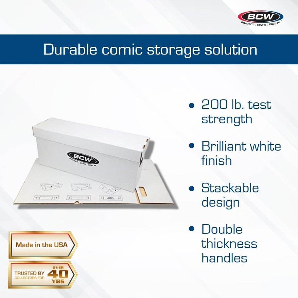 Long Comic Book Storage Box BCW Holds 200-225 Books Stackable 10 Units Deal