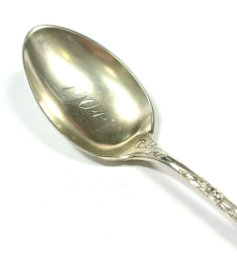 1904 DH Sterling Silver Fruit and Flower Pattern Spoon