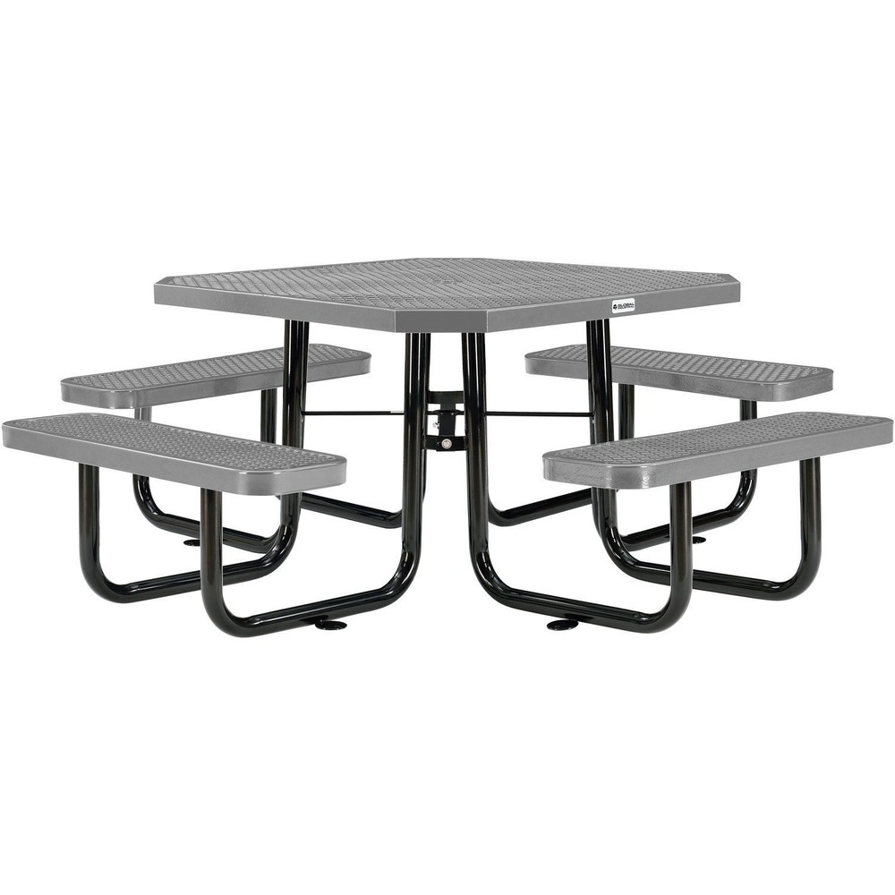 Global Industrial 46" Octagonal Picnic Table Expanded Metal Gray