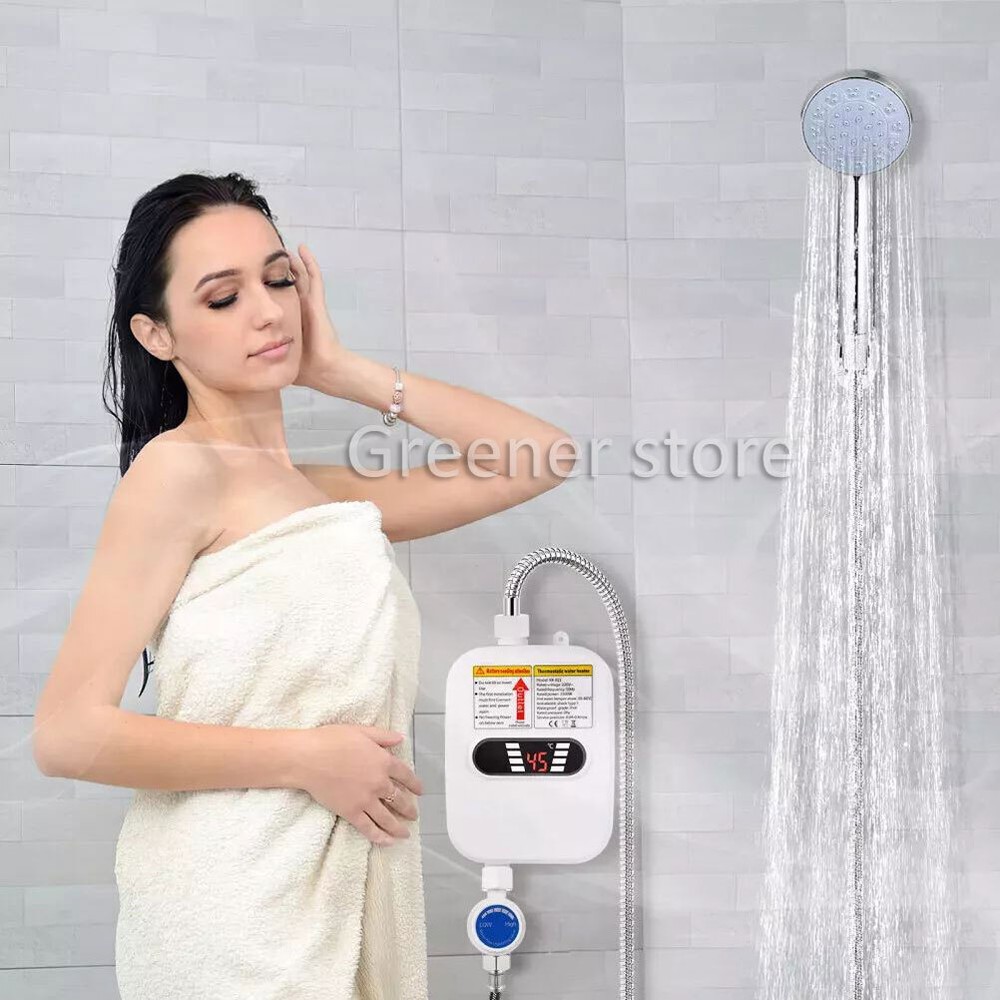 3500W Tankless Electric Instant Water Heater Tap Hot Shower for Bath Kitchen