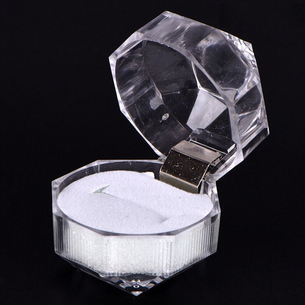 20pcs Plastic Clear Crystal Jewelry Ring Display Storage Boxes Accessories