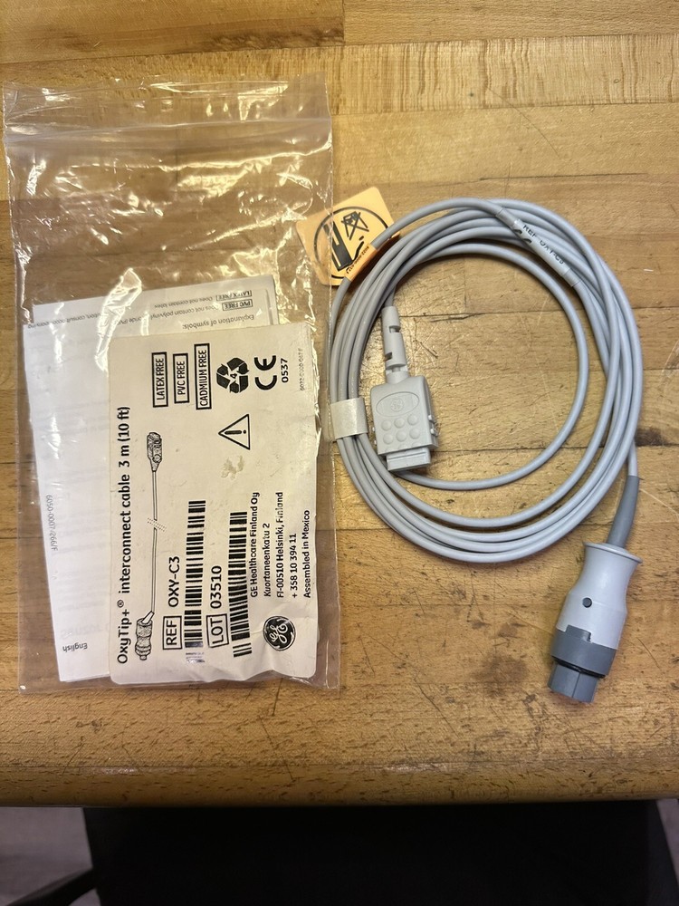 GE Datex Ohmeda Oxytip + SPO2 Interconnect Cable 3m 10ft Ref OXY-C3