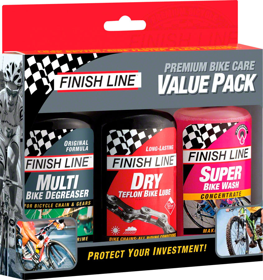 Finish Line Bike Care Value Pack, Includes DRY Chain Lubricant, EcoTech Degrease