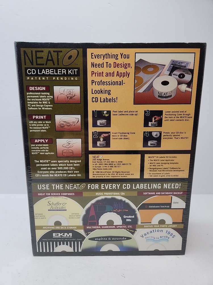 Vintage NEAT NEATO CD Labeler Kit Software Mac/PC & Case Inserts Near Mint 1996