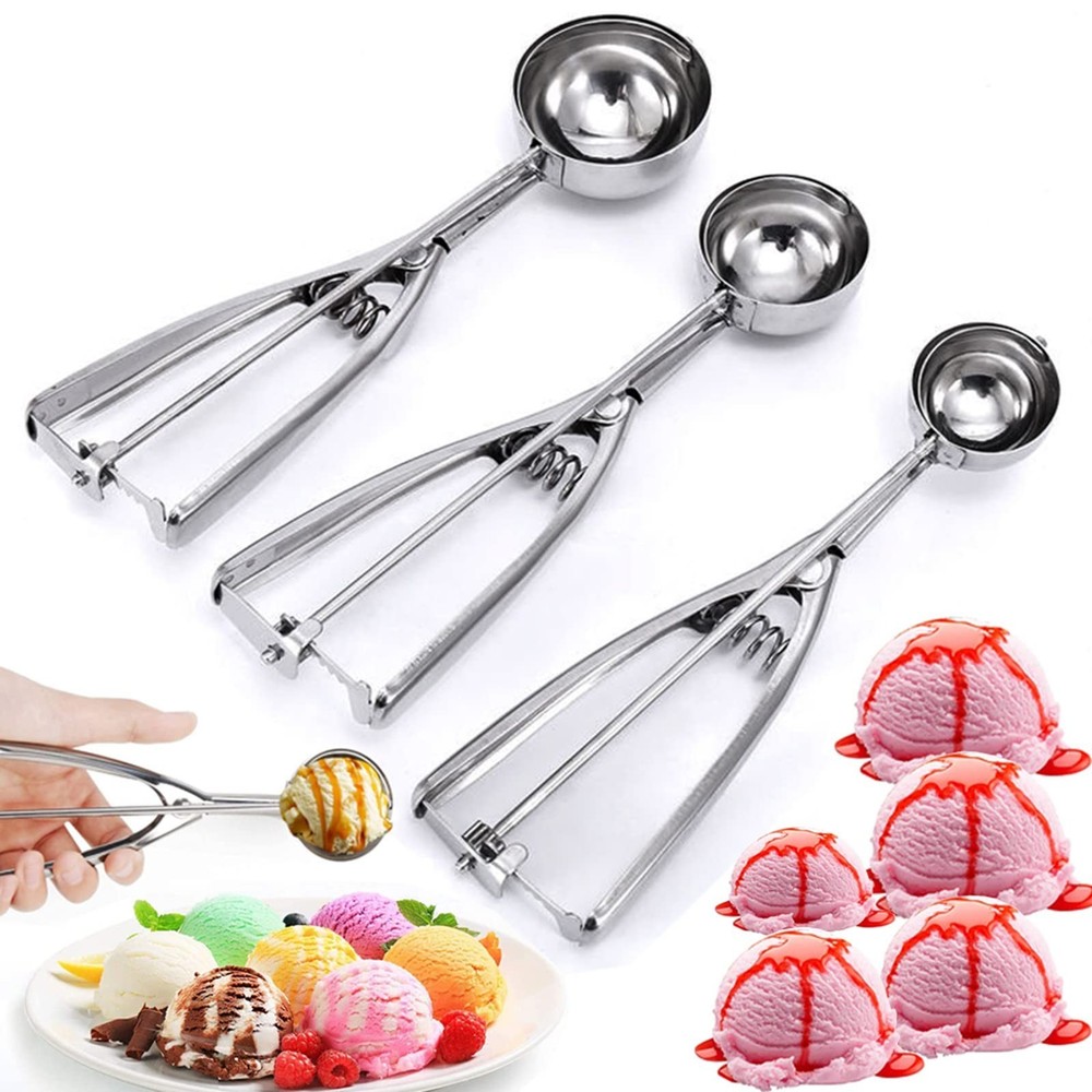 Cookie Scoop, Ice Cream Scooper set with Trigger, Small, Medium and Large Sta...