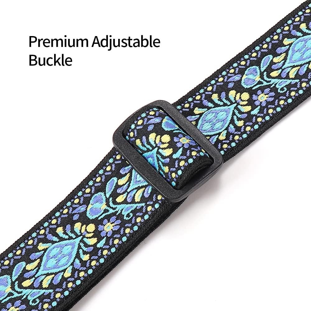 Comfortable Jacquard Ukulele Strap - Adjustable Size & Elegant Floral Pattern